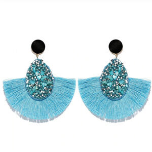 Emporia Bohemian Crystal Tassel Earrings - Blue 1A1-LBTE20